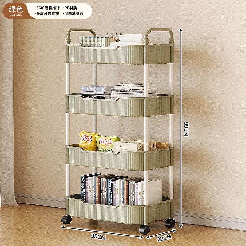 Movable coffee table snack cart cream style living room sofa side table mini bedside storage rack table
