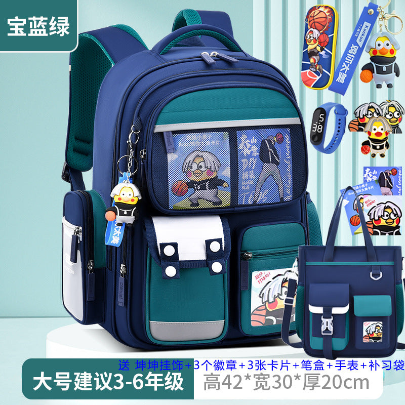 2026 new children's backpack for boys, elementary school grades 1-6, boys' and girls' spine-protecting, weight-reducing double shoulder bag