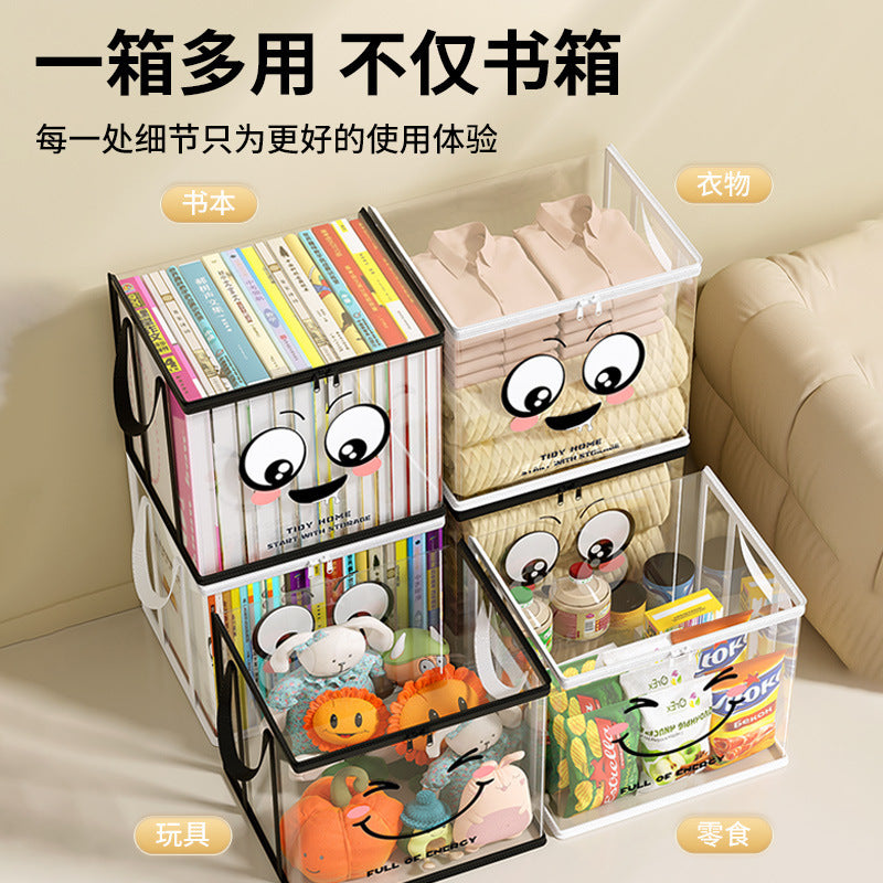 Book storage box Classroom household dust-proof transparent book box bag Desktop bookshelf Old books Toy sorting storage bag