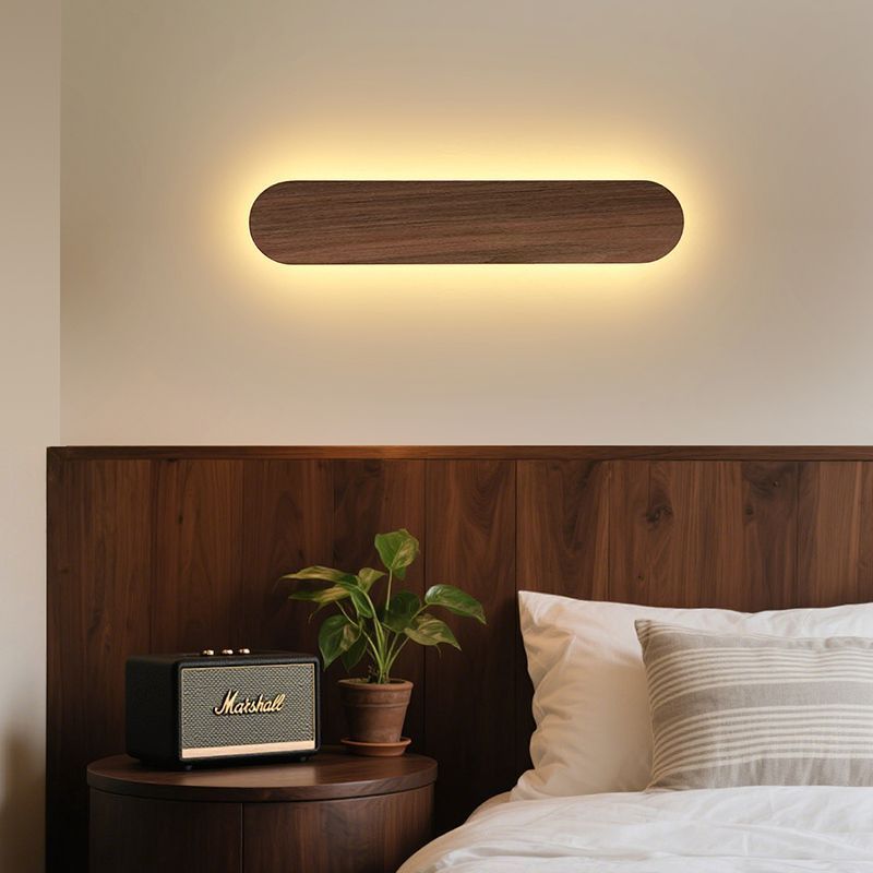 Walnut wood wall sconce, solid wood linear wall lamp, living room background wall light, new chinese style bedroom bedside lamp, hallway light