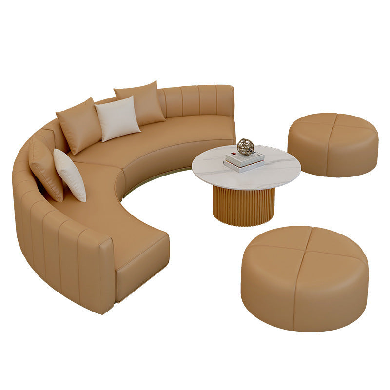 Hotel sofa bar vip room curved coffee table combination dining living room table and chair set - leather art