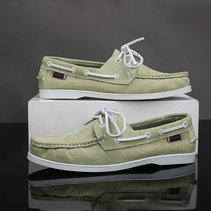 Original single sailboat shoes men's genuine leather fashion breathable thin handmade shoes mencasualeasiest for match pigskin thin bottomlow ankle shoes