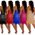 C6729 cross-border   fashion women's solid color rhinestone halter backless mini dress