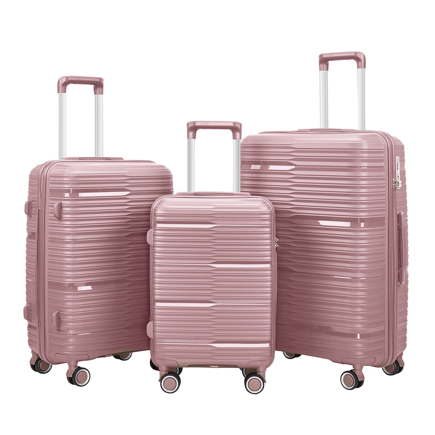 Source manufacturer Foreign trade three-piece suitcase PP material universal wheel password suitcase 20-inch boarding trolley case