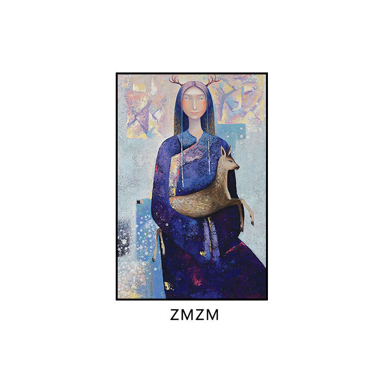 Ethnic minority decorative painting Inner Mongolia element oil painting Yunnan style B & B hotel box hanging painting bedroom living room