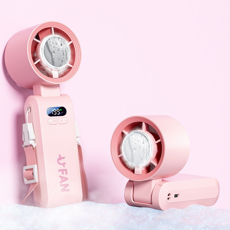 2026 new handheld neck fan with digital display, usb rechargeable, mini portable outdoor camping fan - powerful wind, low power consumption