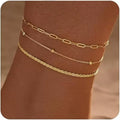 Gold double-layer/three-layer stackable beaded chain bracelet - trendy & versatile women's fashion jewelry - wholesale for cross-border e-commerce
