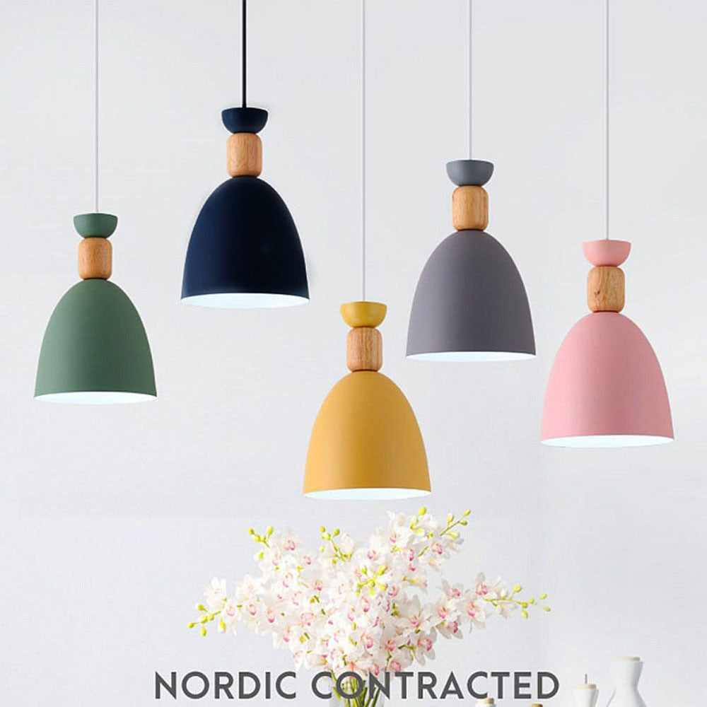 Creative pastoral and rural style LED color Nordic wrought iron wood chandelier, personalized modern simple lighting fixtures, post-modern
