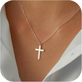 Stainless steel exquisite gold cross necklace - minimalist style gold cross pendant necklace for women and girls - perfect gift