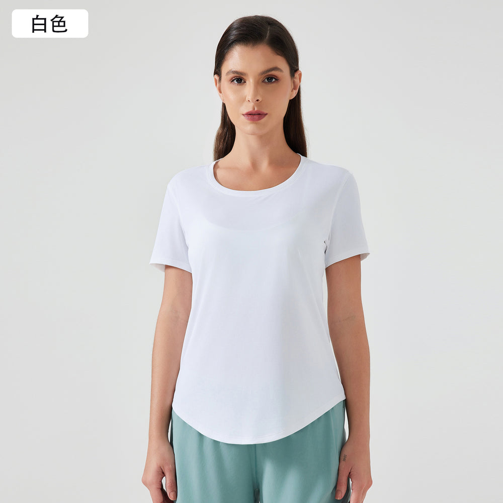 New lightweight, breathable, quick-dry, loose-fit activewear top - versatile, slimming, and figure-flattering short-sleeve yoga shirt d25017