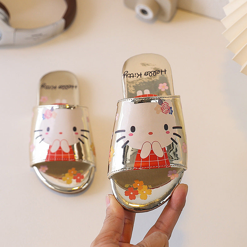 Custom summer girls' indoor/outdoor slippers & sandals - comfortable casual shoes with bow detail for little girls (sizes for mid-to-large children)