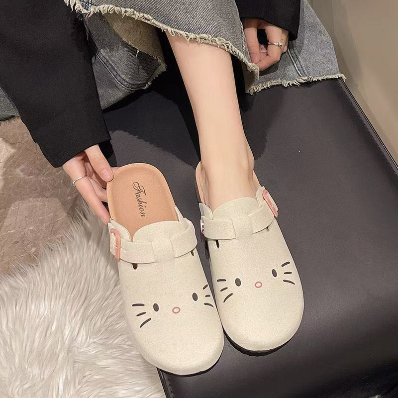 Boken women's shoes sweetthick soleniche stylecute toe shoes wear super soft slip-on non-slip half drag women's shoes wholesale