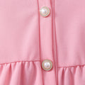 Girls' dress, solid color dress with pearl sleeves + pearl crossbody bag