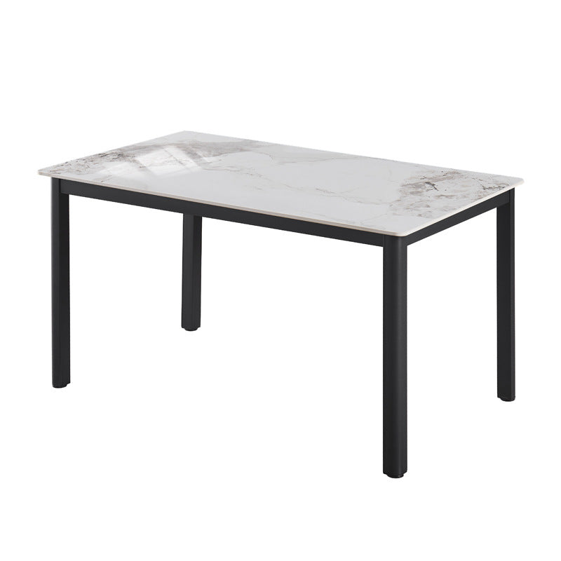 Modern minimalist sintered stone dining table, rectangular dining table for home use, small apartment minimalist dining table with fan-shaped legs