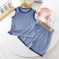 Kids' tank top set - lightweight modal loungewear for boys - sleeveless air conditioning suit - baby ice silk pajamas - summer boys' outfit