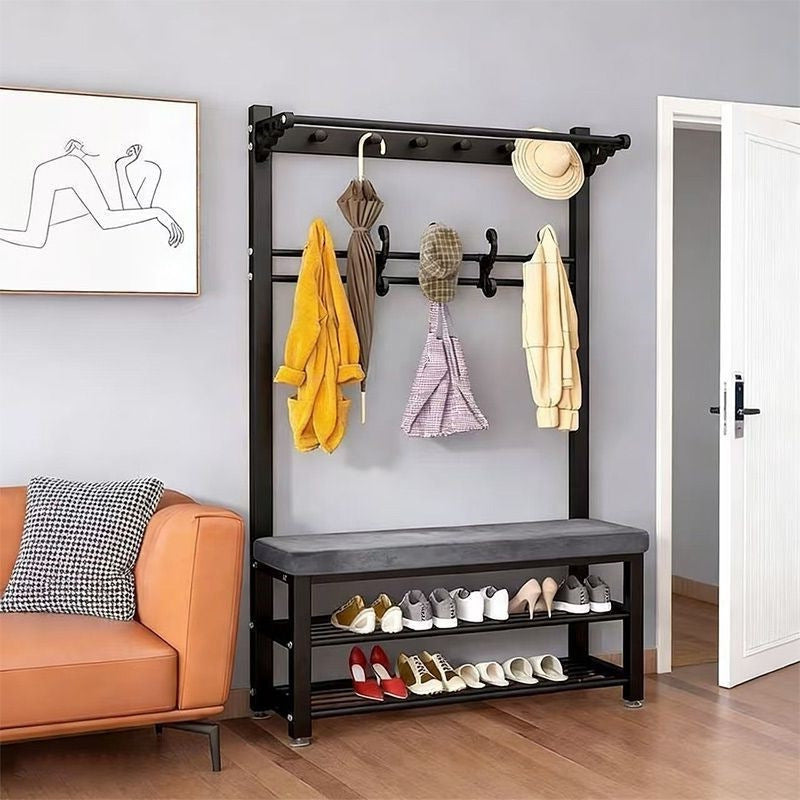 Simple shoe changing stool entrance door for home coat rack floor-standing entrance storage rack all-in-one foyer multifunctional coat rack
