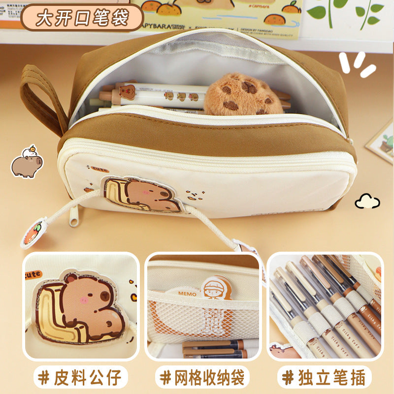 Cartoon Dolphin Door Stationery Bag Waterproof Cross-border Pencil Bag ins Wind Stationery Box Primary School Students Advanced Sense Pencil Bag Customization