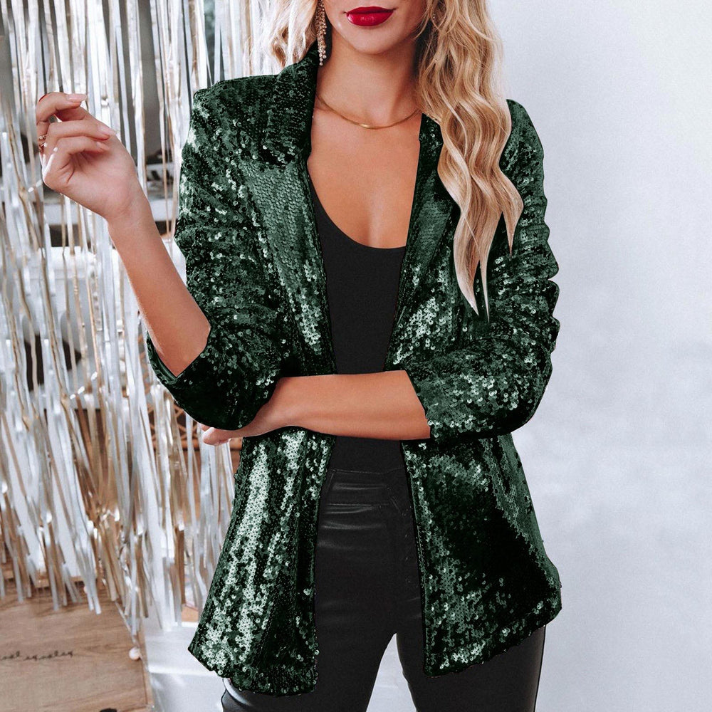 Aliexpress  european and american women casual sequin tops multi-color sequinlong sleeveselegant suit outwearins