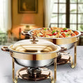 Golden round stainless steel buffet warmer - hotel breakfast buffet stove - soup warmer & food warmer - in stock