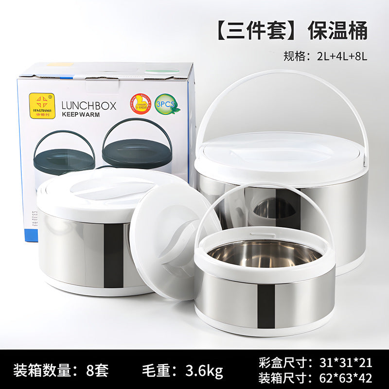 stainless steel insulated lunch box set - 3 piece portable thermal food container student meal box gift set