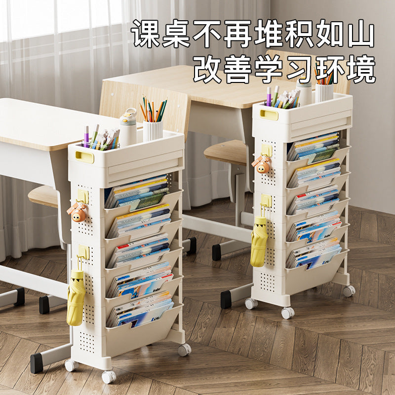 School bag shelf removable multi-layer storage table, book floor shelf, desk side shelf