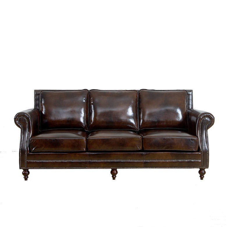 American country solid wood living room sofa retro single double three villa model room small apartment leather sofa
