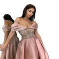 2025 new cross-border women's spring collection: minimalist, elegant, longline, slimming sequin off-the-shoulder evening gown/dress for banquets