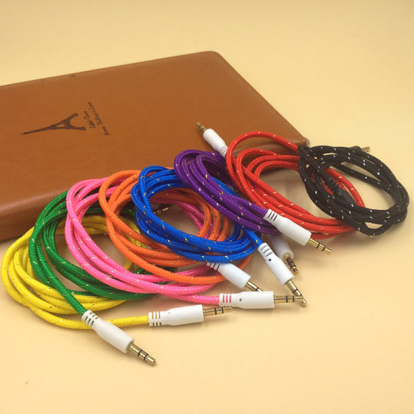 Nylon braided audio cable 3.5mm mobile phone universal AUX audio cable male-to-male 1m car audio cable