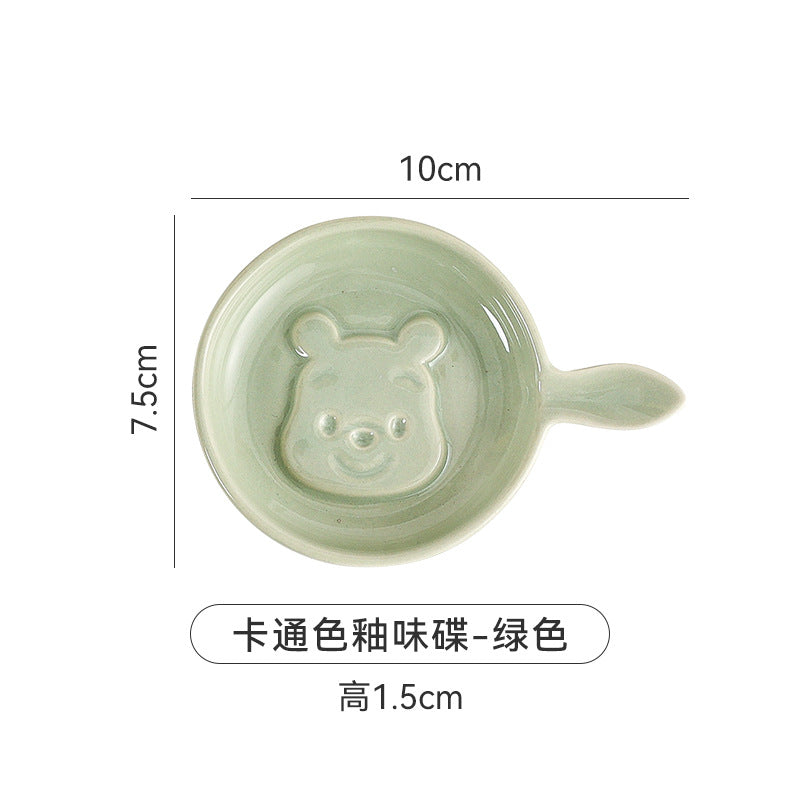 Scandinavianinsstylish ceramic relief snack plate cartoon creative cute ceramic dipping dish flavor plate snack plate