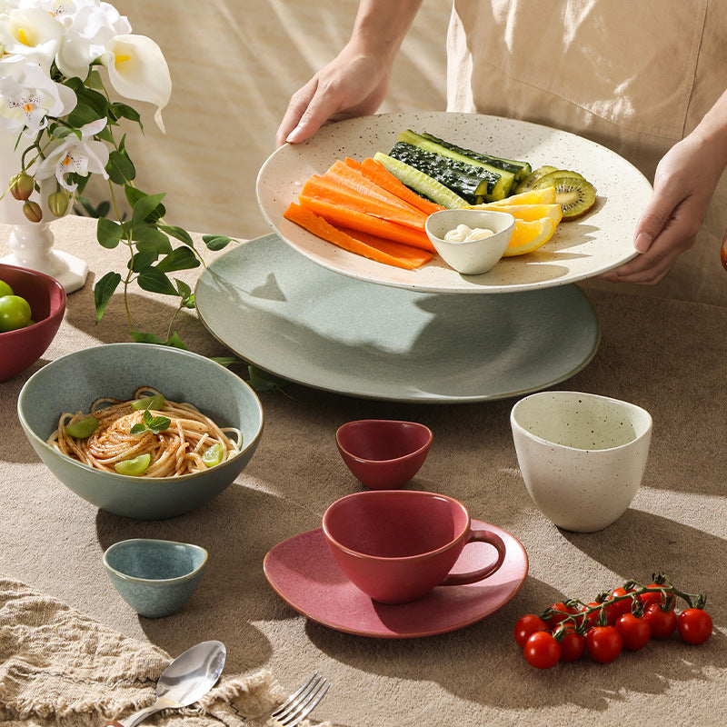 Vintage & unique shaped ceramic dinnerware - stylish plates for restaurants & home use - creative fruit, salad, rice & noodle bowls