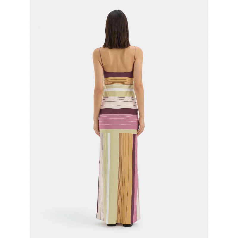 spring new arrival:  fashion retro color block backless sexy striped cami dress for women