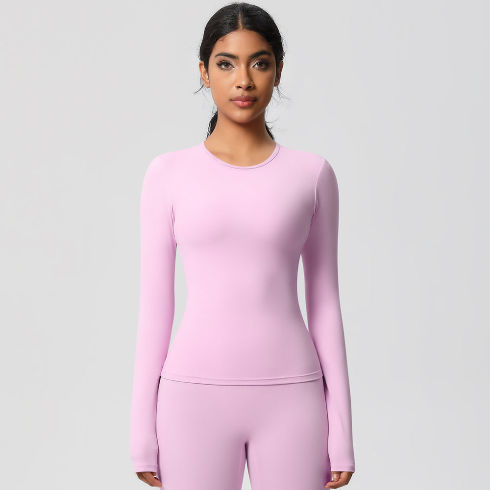 nude feel brushed yoga top - quick-dry, compression fit, long sleeve activewear for running and fitness