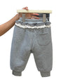Girls' autumn/winter three-layer quilted thickened casual pants, baby sweatpants, children's warm cotton pants, trendy pants, kids' clothing
