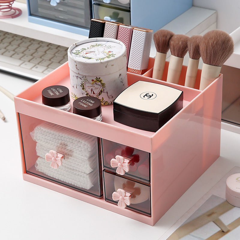 Desktop cosmetic multifunctional storage office pen holder makeup brush lipstick eyebrow pencil drawer compartment dressing box