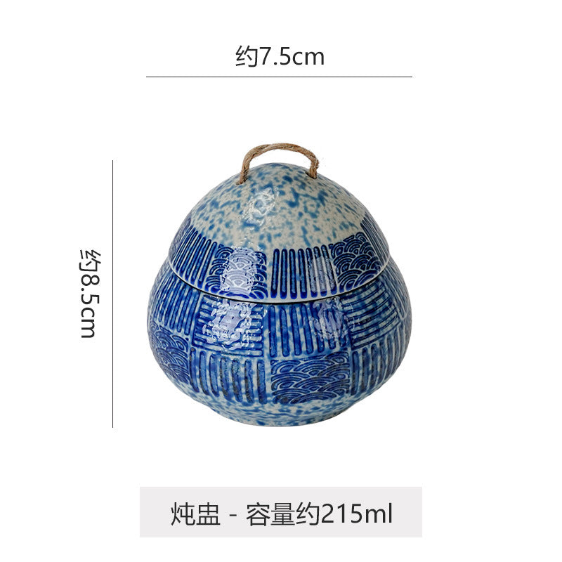 Japanese retro steamed egg cup, one-person soup cup, ceramic tableware, dessert bowl, bird's nest supplement, covered bowl, one-person stew cup