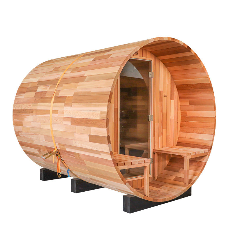 Caisheng Outdoor Red Cedar Round Sauna Room Cylinder Dry Steam Room Traditional Steam Room Cylinder Wholesale Health Box