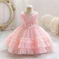 Exportnew arrival female flower girl evening dress tutu cake princess dress first birthday dress baby dress