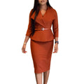 D542export african fashion big lapel waist ol elegant elegance hip cover pencil skirt cross-border dress