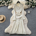 French chic knitted dress -  autumn/winter new arrival - high-end long sleeve, cinched waist, elegant dress