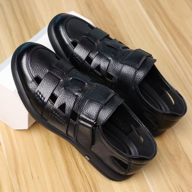 New arrival business hole cool leather shoes men's casual wedding groom british sandals summer breathable youth pointed toe men's shoes