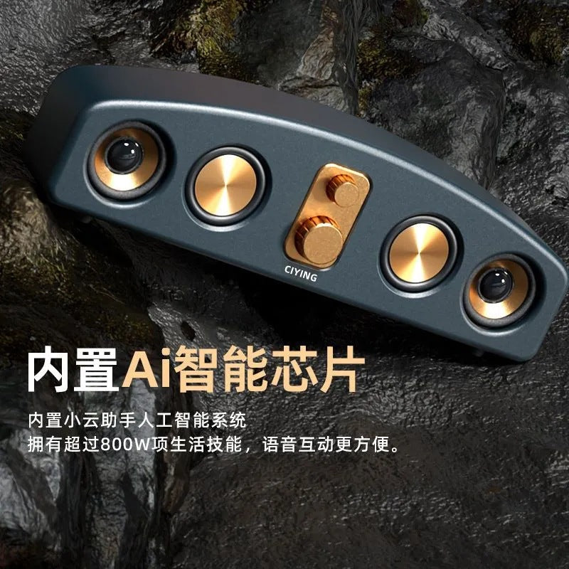 E3403 bluetooth speaker - retro portable audio system with radio, for home, pc, and desktop use - wireless speaker with subwoofer