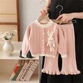 Girls' knit sweater set - new  collection: cardigan & skirt outfit with oversized collar