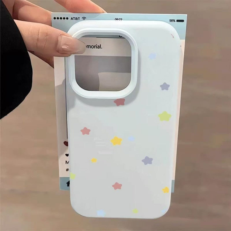 Macaron colorful little star print case for apple 17 pro max, girly iphone 18 soft case, 15