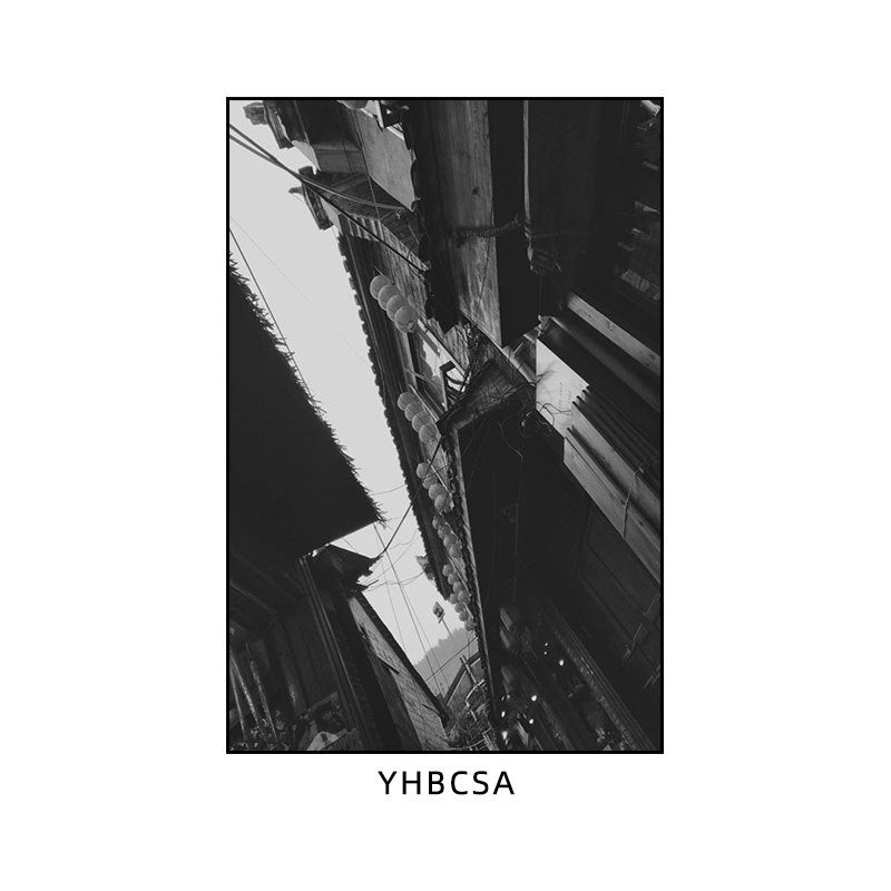 Hunan restaurant hanging paintings old Changsha Chinese hotel restaurant box hanging paintings retro nostalgic Hunan black and white architectural murals