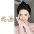 Super sweet pink crystal flower earrings-e6920 pink