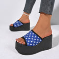 Plus size leopard print platform wedge heel one-line sandals women's casualexportthick solepetites beach shoes summer