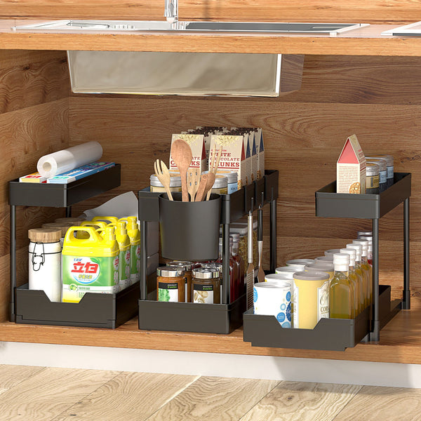 Lower Sink Shelf Drawer Type L-Type Kitchen Sink Lower Storage Rack Bathroom Toilet Cabinet Inner Organizing Rack