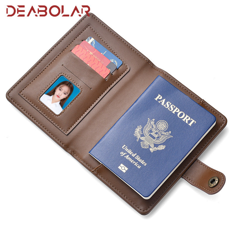 New Fashion Buckle Boarding Pu Leather ID Bag Aircraft Travel Passport Book Protective Case Multifunctional Passport Bag