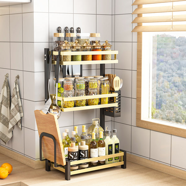 Kitchen seasoning rack Multifunctional household storage rack Countertop multi-layer chopsticks Cutting board Knife holder Strictly select good items
