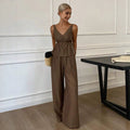 Ice silk fashion suit for women  summer new style covering meat slimming look short sleeve jumpsuit